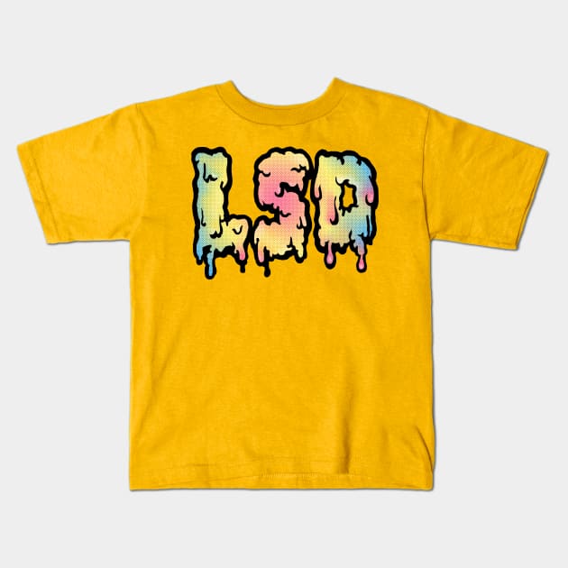 LSD /\/\/\ Psychedelic Typography Design Kids T-Shirt by DankFutura